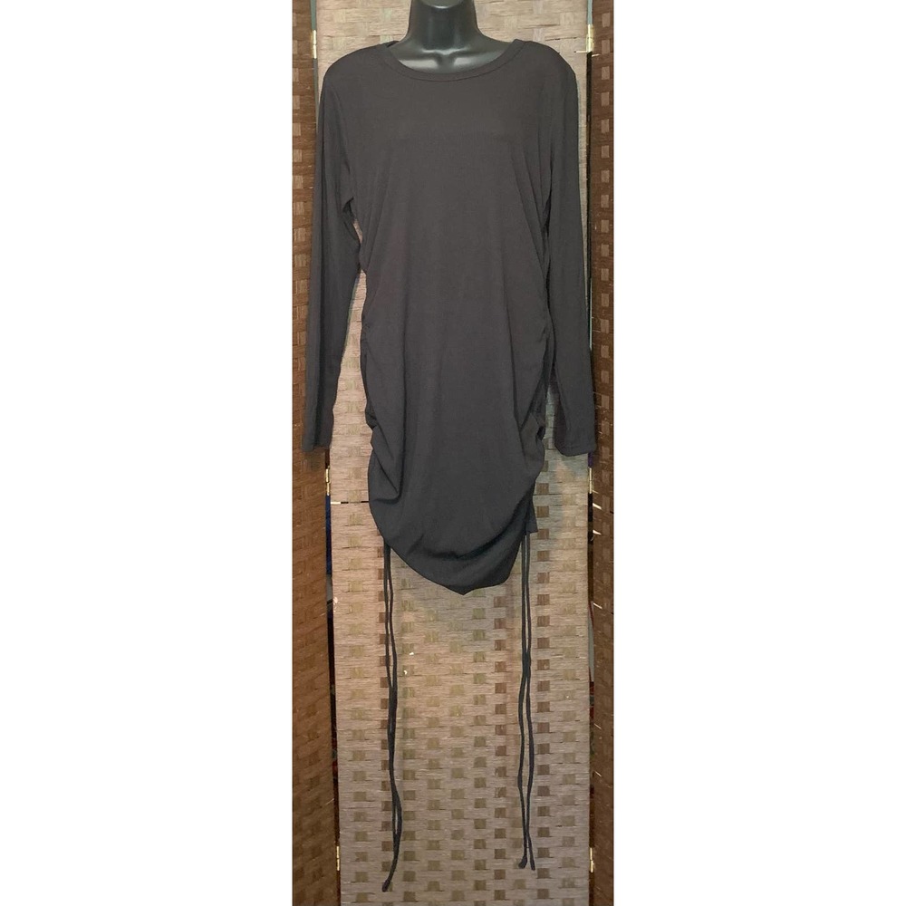 Draw String Ruching Bodycon Dress- Size Large - Picture 3 of 5